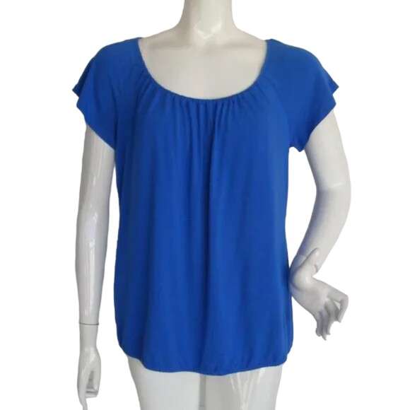 TOMMY BAHAMA Top, M, Blue, Scoop/Stretchy neckline, SS, Solid, TEE - Picture 1 of 9
